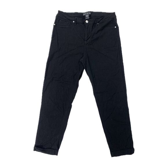Black Rolled Hem Ankle Cropped Skinny Pants - Picture 1 of 6